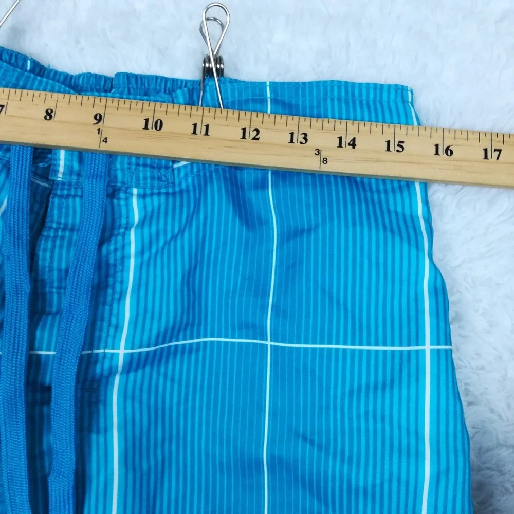 Ocean Pacific OP Mens Swim Shorts  Trunks Cargo Pockets Teal Blue Grid M